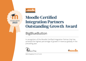 Moodle Certified Integration Partner Award Certificate - 2023