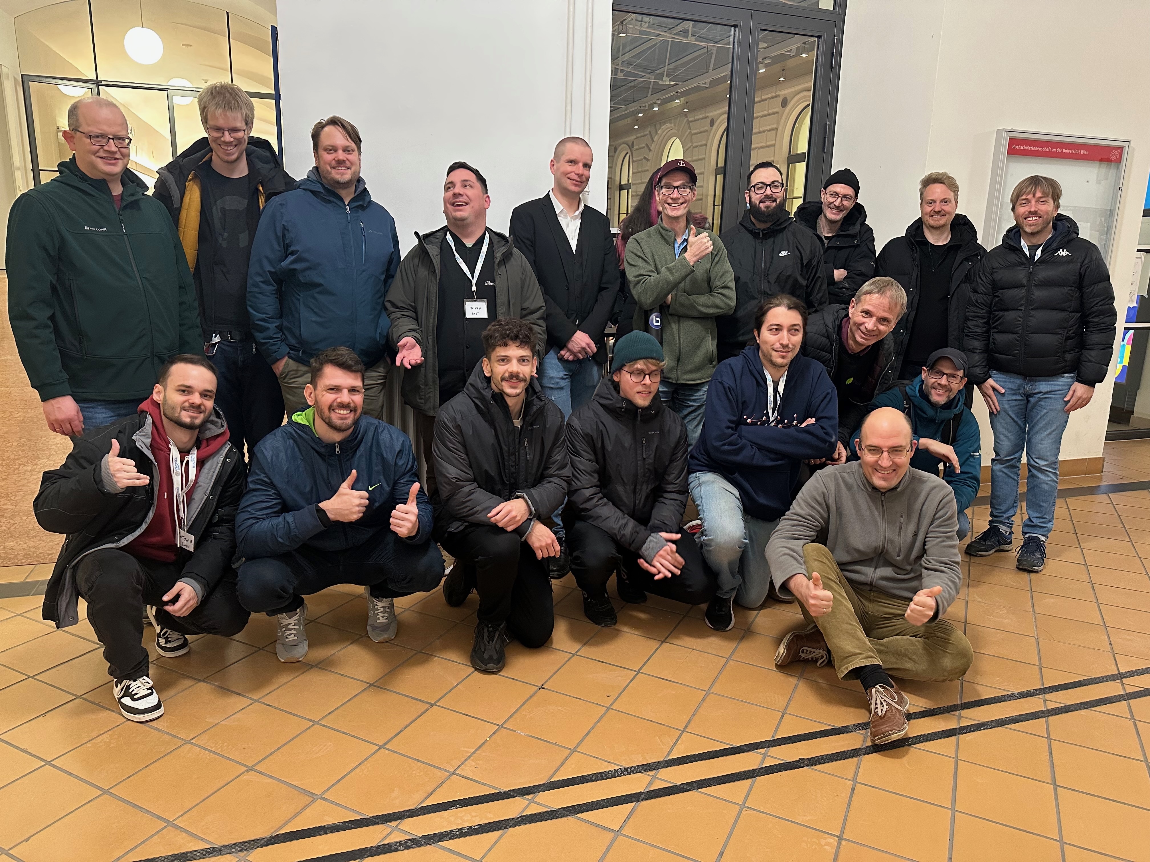 Some of the BBB Developer Summit participants after receiving a tour of Vienna’s computing facilities.